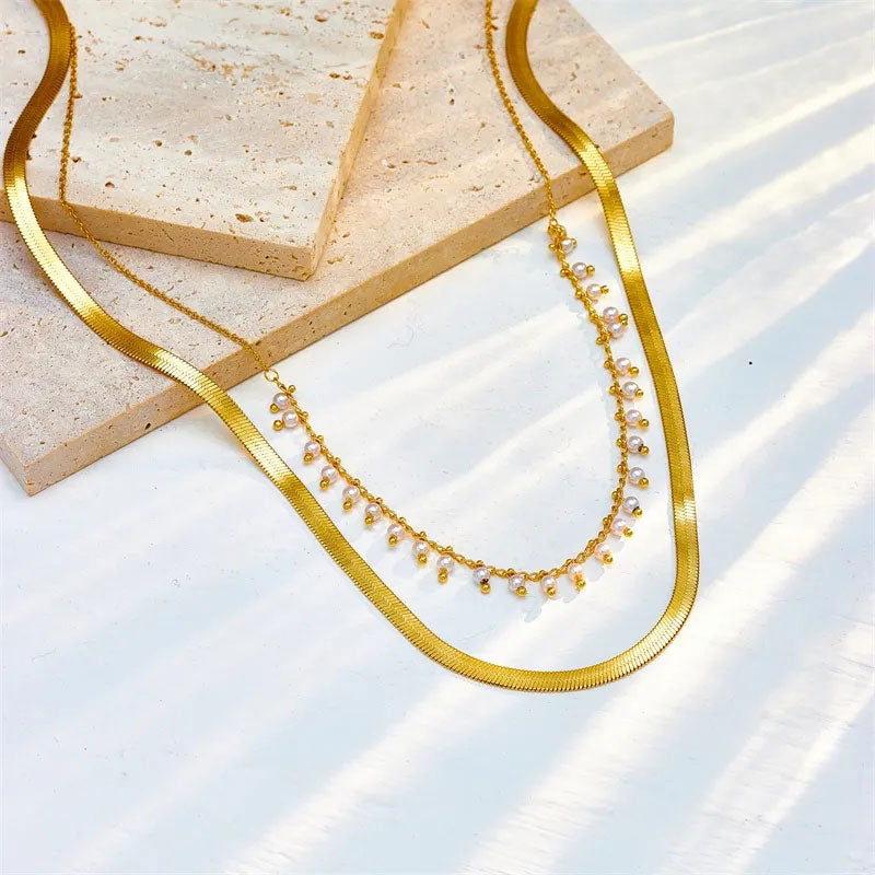 Melinda | Luxe Snake Choker & Pearl Jewellery Set 18K Gold