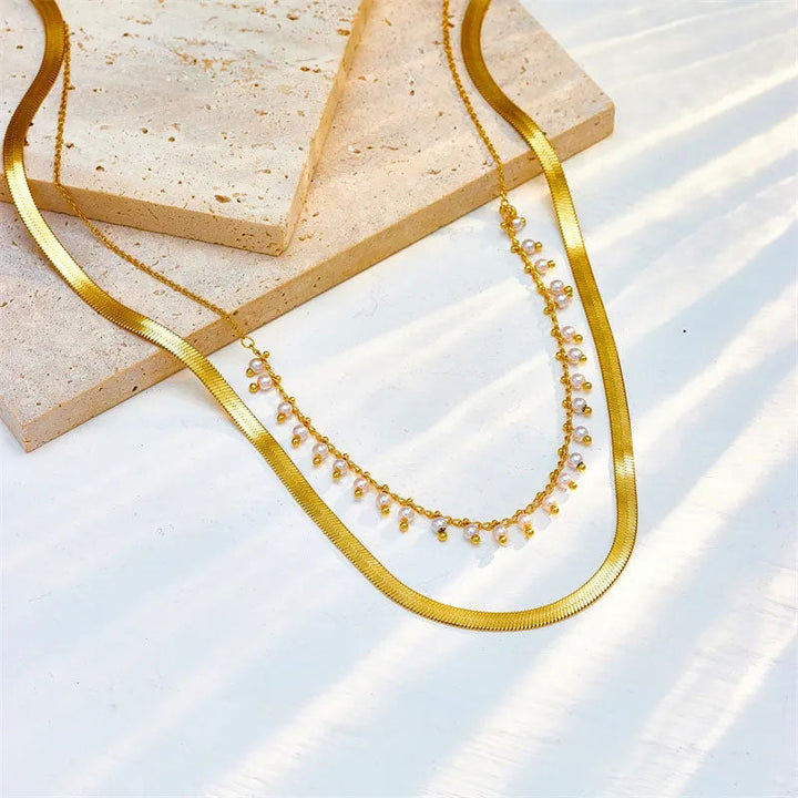 Melinda | Luxe Snake Choker & Pearl Jewellery Set 18K Gold