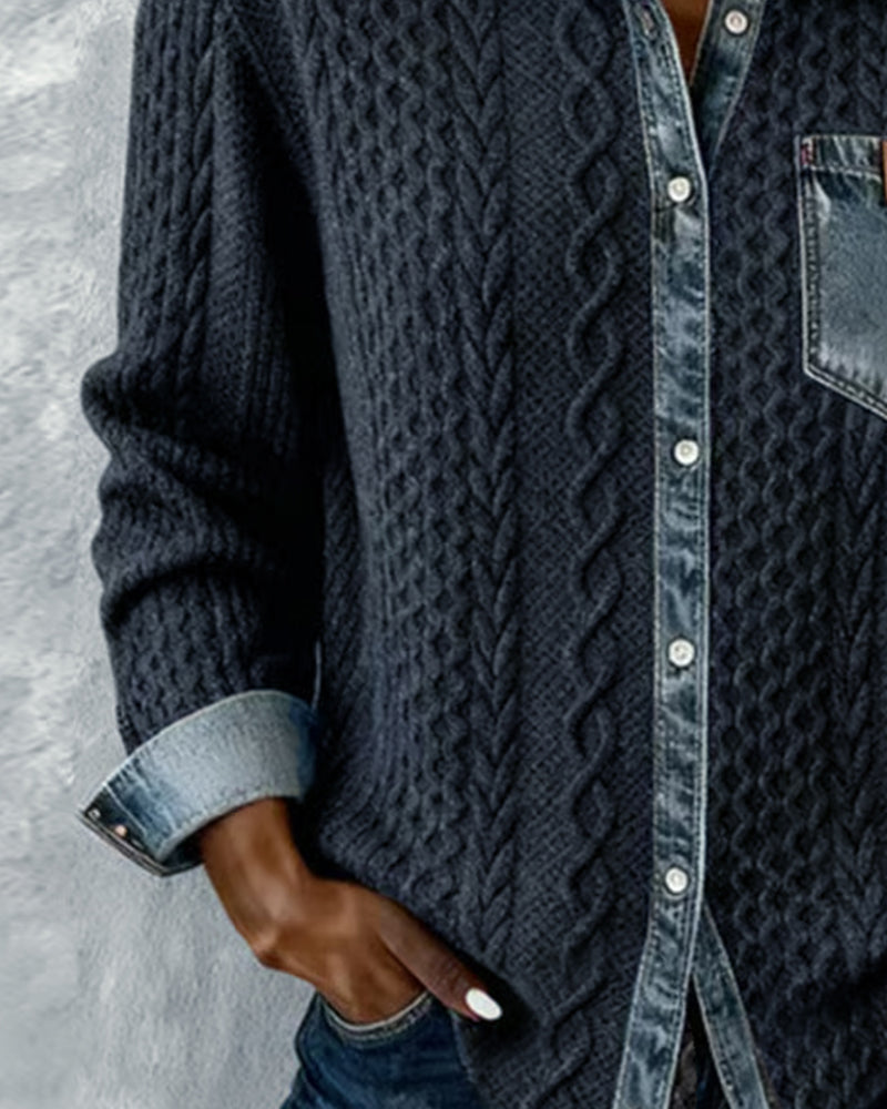 Camilla | Long-Sleeve Shirt with Denim Patchwork