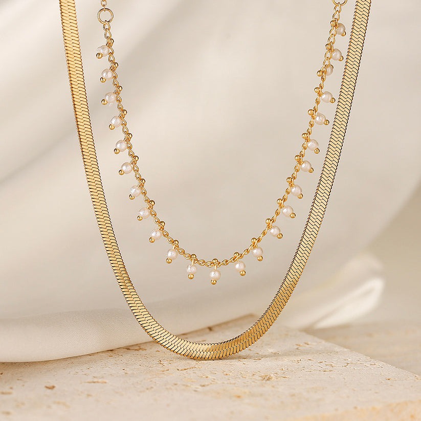 Melinda | Luxe Snake Choker & Pearl Jewellery Set 18K Gold