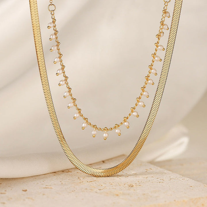 Melinda | Luxe Snake Choker & Pearl Jewellery Set 18K Gold