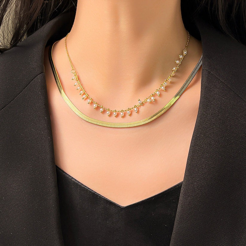 Melinda | Luxe Snake Choker & Pearl Jewellery Set 18K Gold