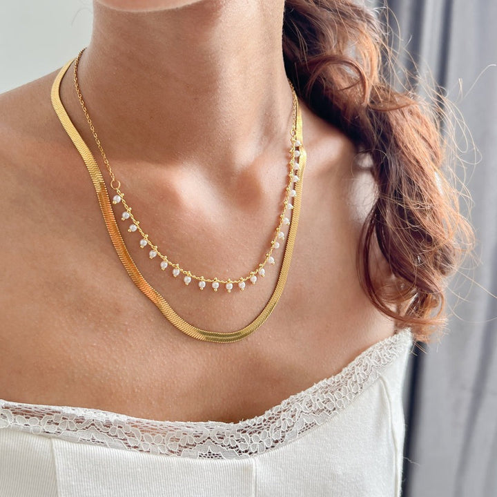 Melinda | Luxe Snake Choker & Pearl Jewellery Set 18K Gold
