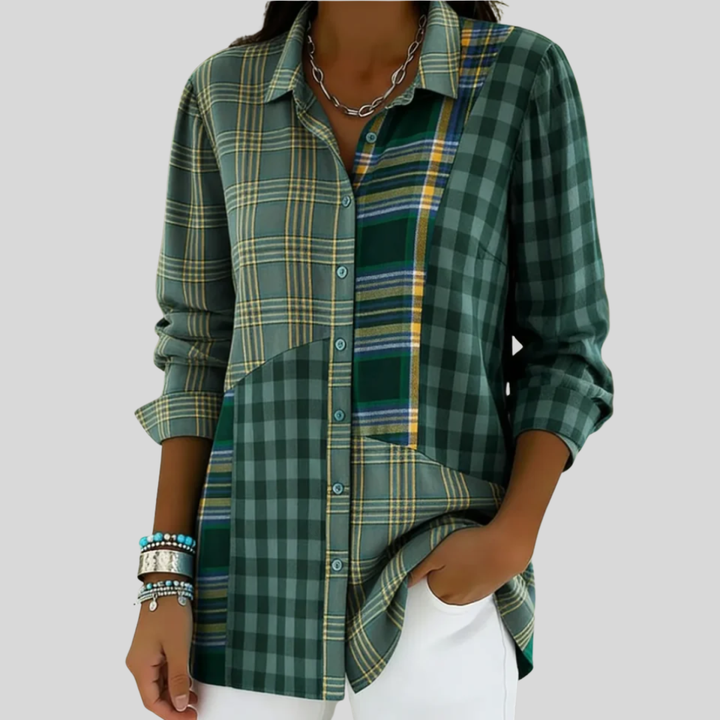 Camren | Checked Long Sleeve Blouse