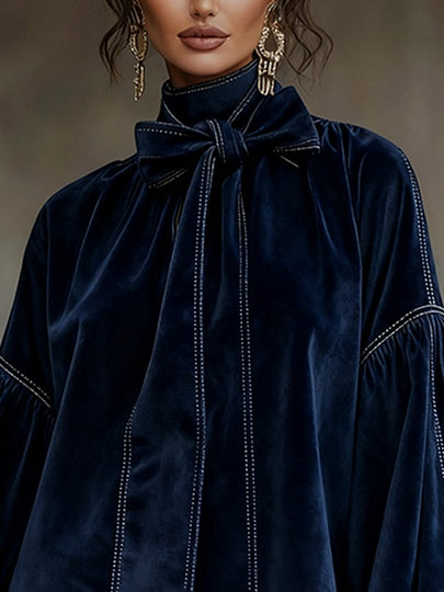 Valentina | Mini Velvet Dress with Bow