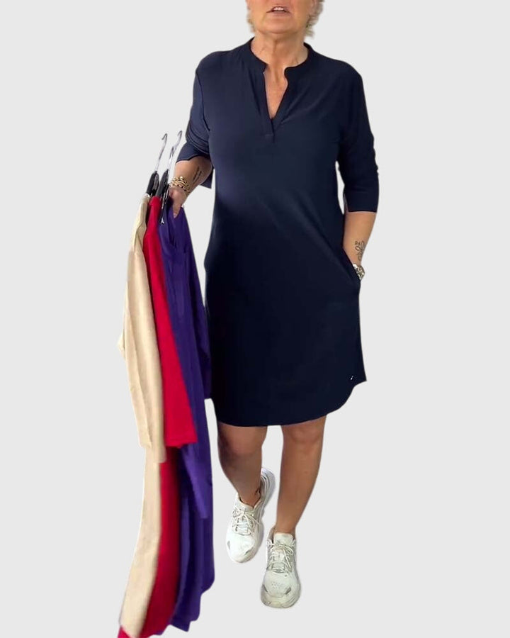 Clarissa | Solid V-Neck Dress