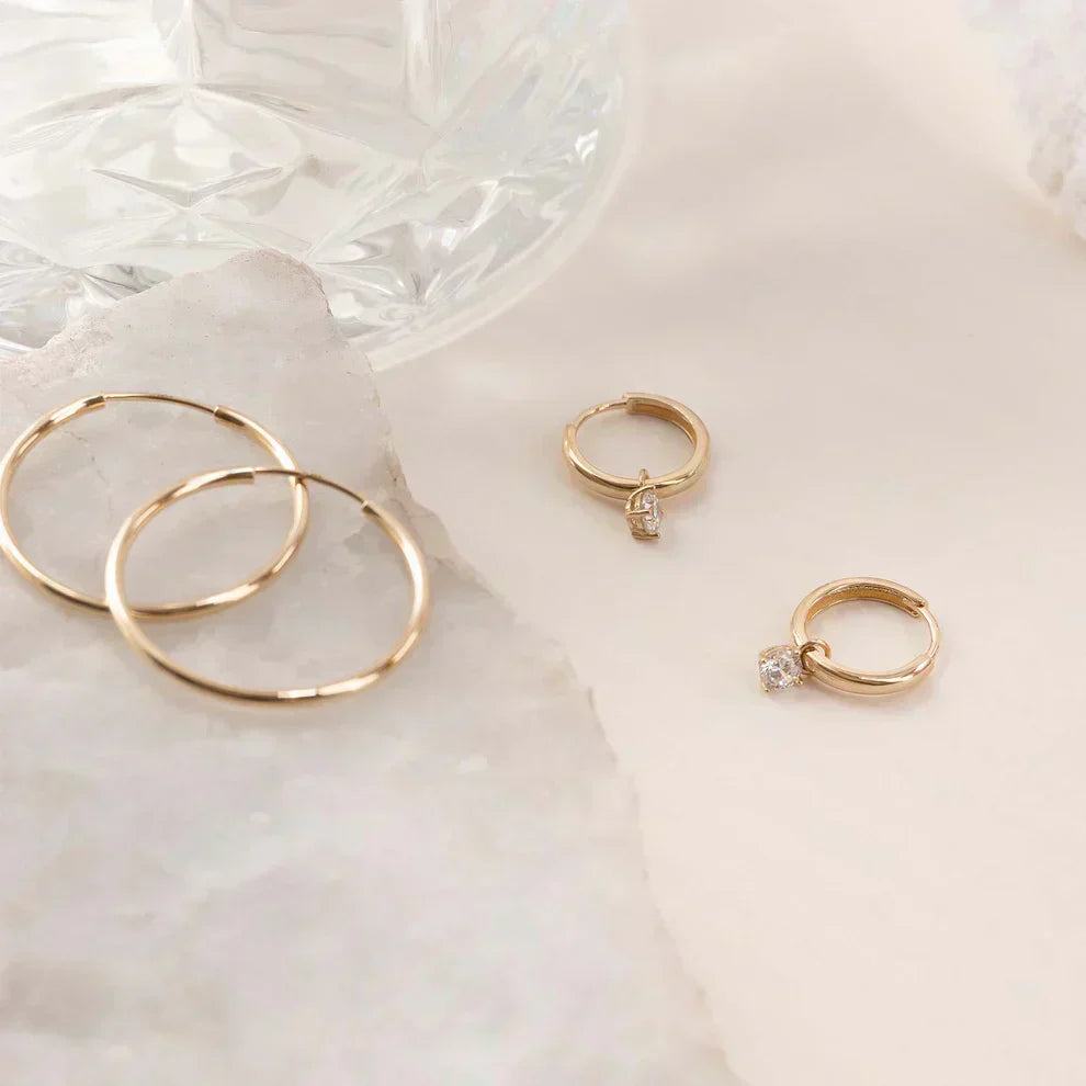 Judith | Moonbeam Stone Hoop Earrings 14k Gold