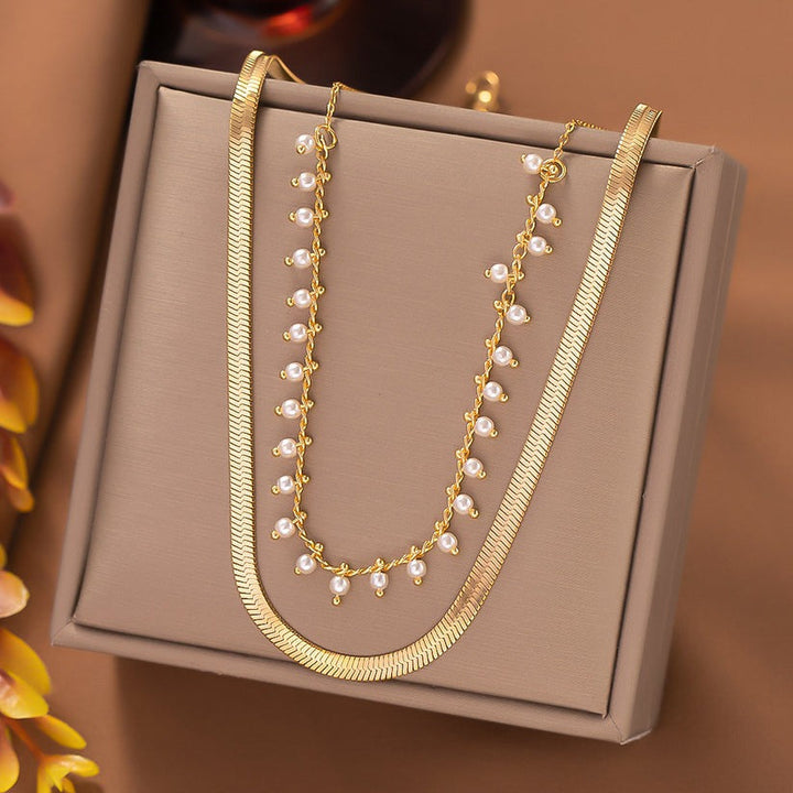 Melinda | Luxe Snake Choker & Pearl Jewellery Set 18K Gold